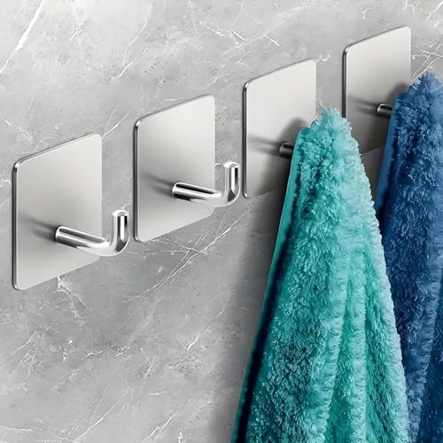 Image of Self Adhesive Wall Hooks - Heavy Duty 10 Pcs Wall Hanger Hook Without Drilling - Nail Free Wall Hooks for Hanging Sticky Hooks for Wall Heavy Items (Style 4)