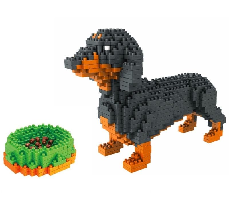 Atomic Building Wursthund oder Dackel, Figur zum Zusammenbauen mit Nanoblocks, 898 Teile