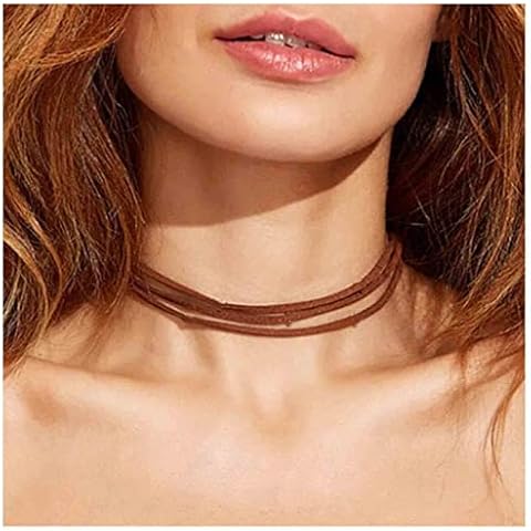 Yheakne Brown Suede Layered Choker Necklace Cover
