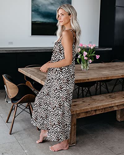 X-Image Women's Sexy Leopard Print Spaghetti Strap Long Pants Jumpsuits Rompers Leopard Print, S #TOP1