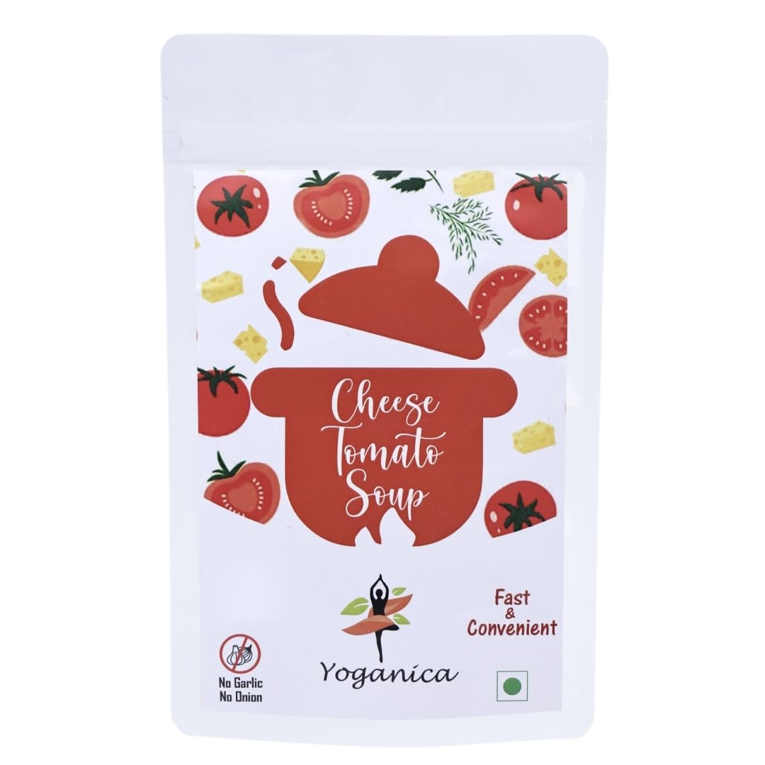 Yoganica Cheese Tomato Soup Premix 250g (25 Servings) | No Onion No Garlic Pure Veg Instant Powder | Ready-to-Cook Creamy Tomato Soup Mix | Winter Hot Snack | Quick Meal for Home, Office & Travel
