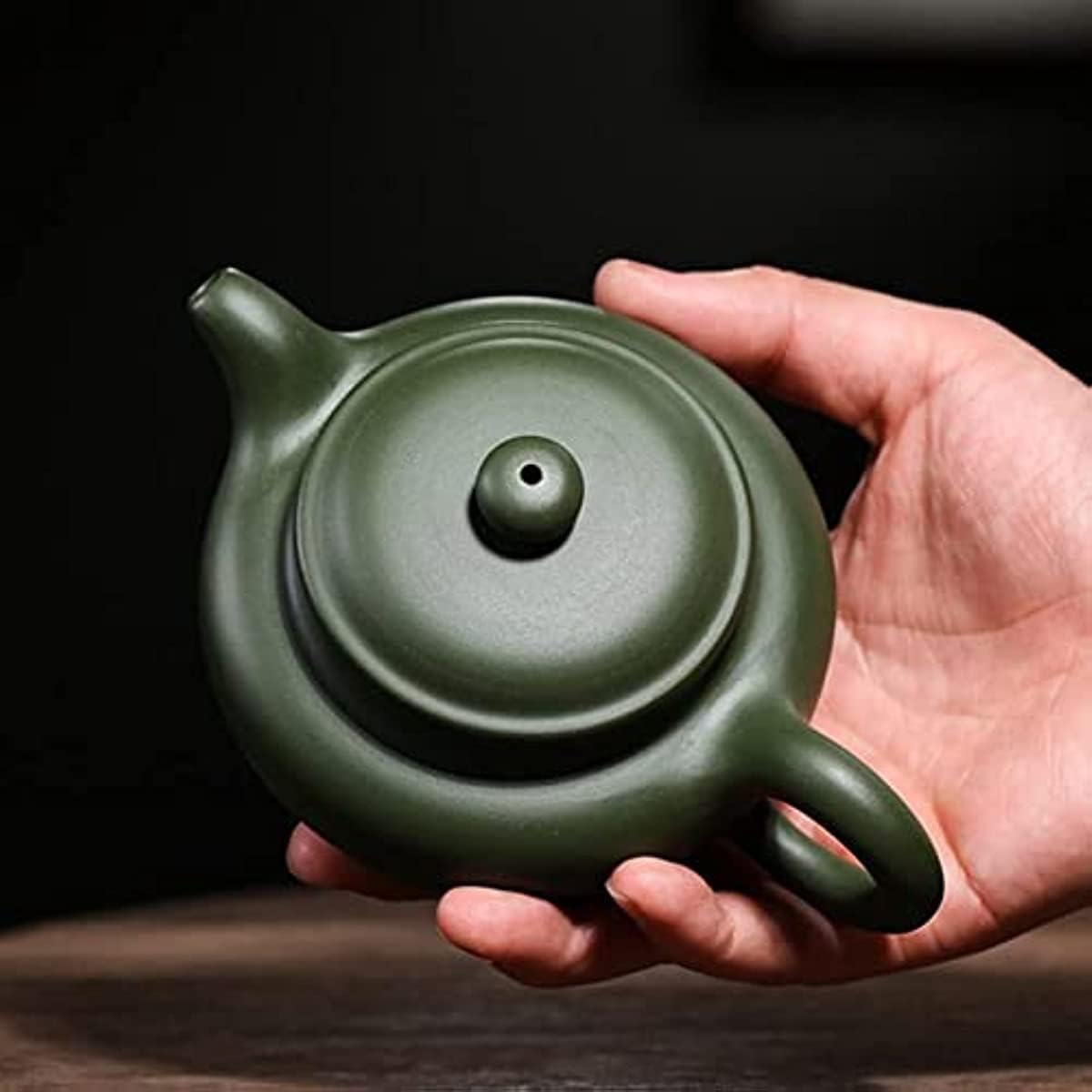Théière Portable en Porcelaine, Service à thé Chinois, théière Classique Violette de 260 ML, Style Antique, avec Filtre et Finitions en Terre Crue Verte. Bouilloire élégante.