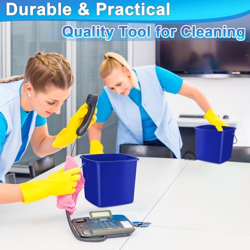 Image of Zhehao 6 Pcs 3 Quart Bucket for Cleaning Small Sanitizer Bucket for Restaurant Square Plastic Pail with Handles for Home, Offices, Commercial Use, Food Service(Dark Blue)