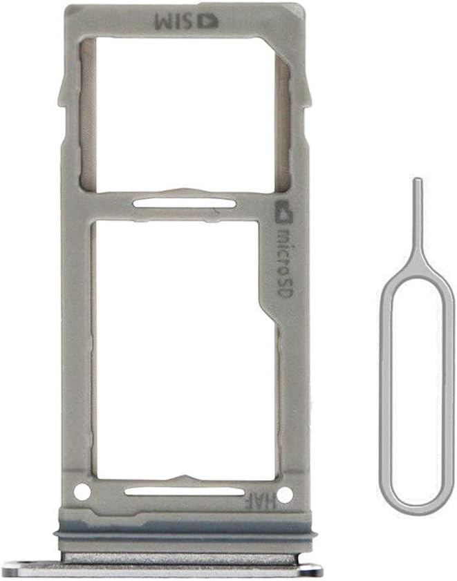 SIM Micro SD Card Tray Holder Slot with Rubber Waterproof Gasket Ring Replacement for Samsung Galaxy S9 G960 S9 Plus G965 (Grey)