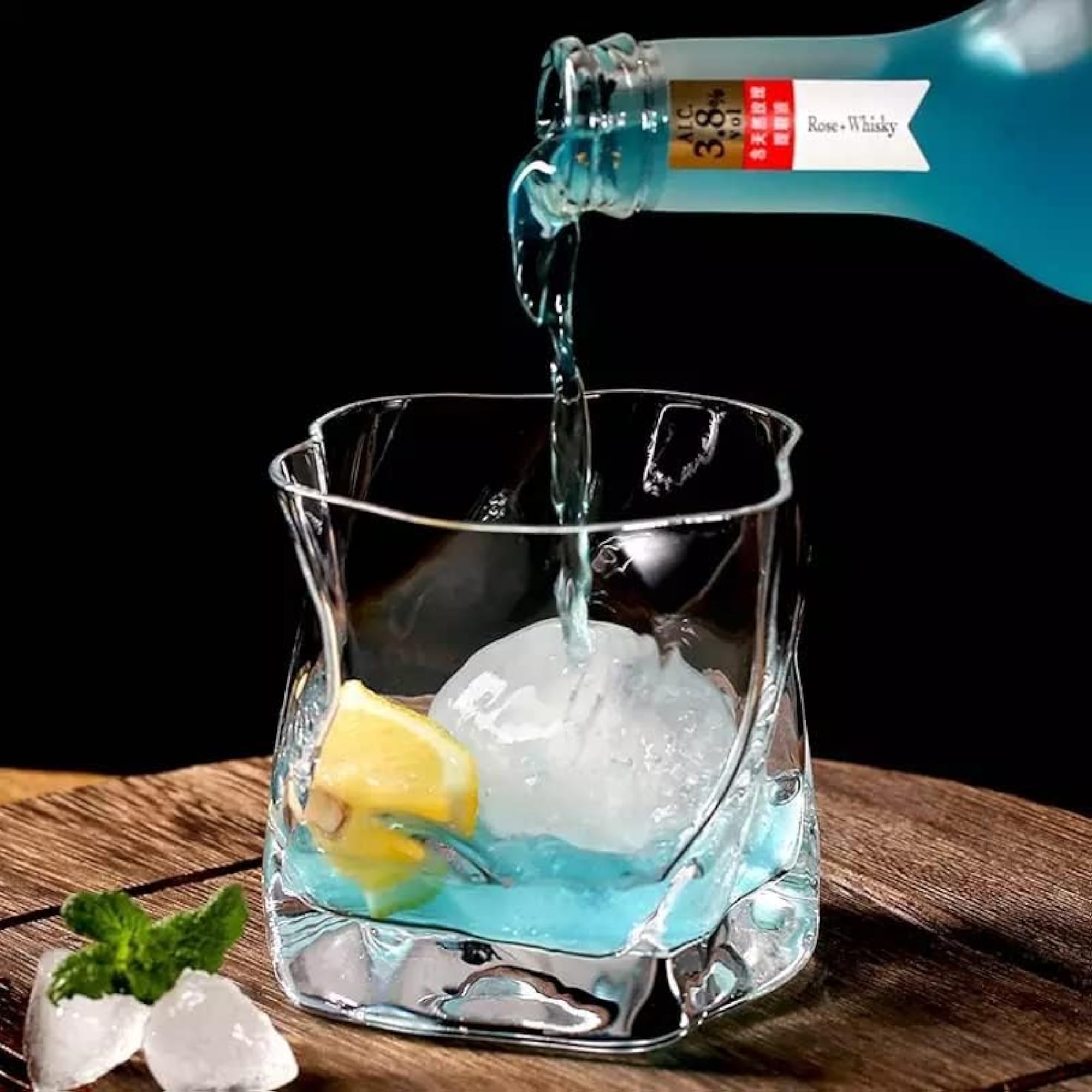 Crumple Paper Twisted Crystal Clear Whiskey Glasses