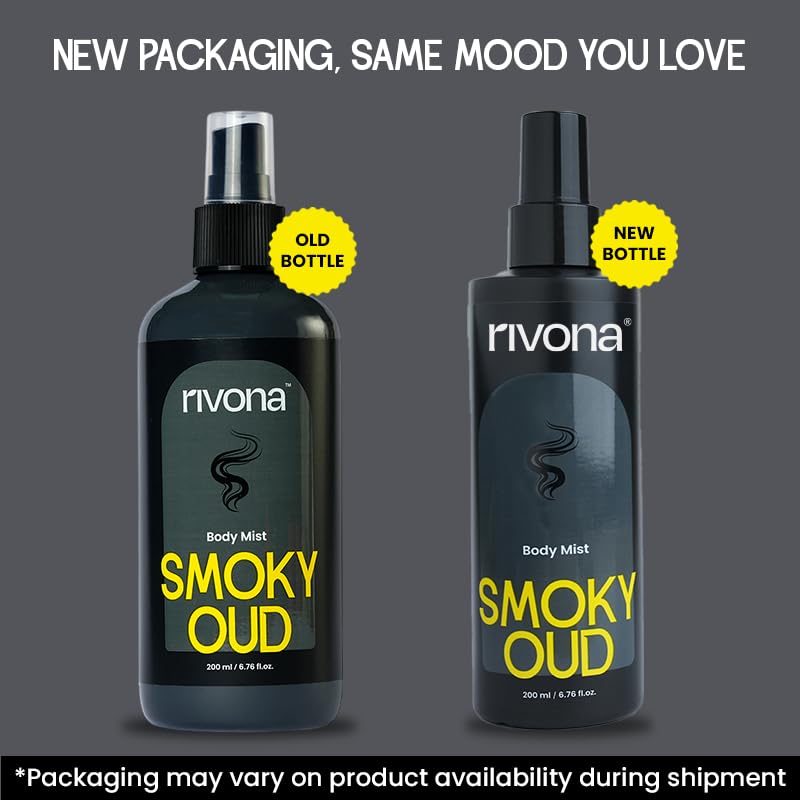 Image of Rivona Smoky Oud Body Mist | Woody & Bold Long Lasting Body Spray for Men & Women | Patchouli, Cinnamon & Incense | Unisex Statement Fragrance | 200ml