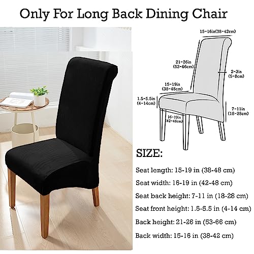 Image of HOKIPO Velvet Chair Covers for Long Back Dining Chair, Set of 2, Black (AR-4760-BLK*2)