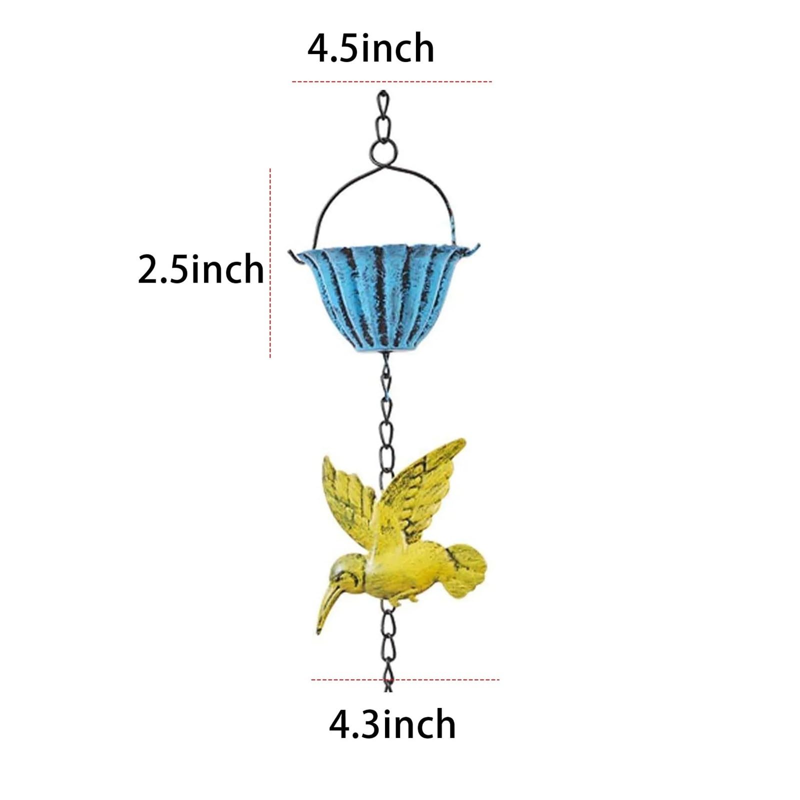 2 Stück Kolibri verstellbar Für Garten | Hängende Regenhüttenkette, dekorative Regenkette, Fallrohr-Ersatz for die Gartenentwässerung