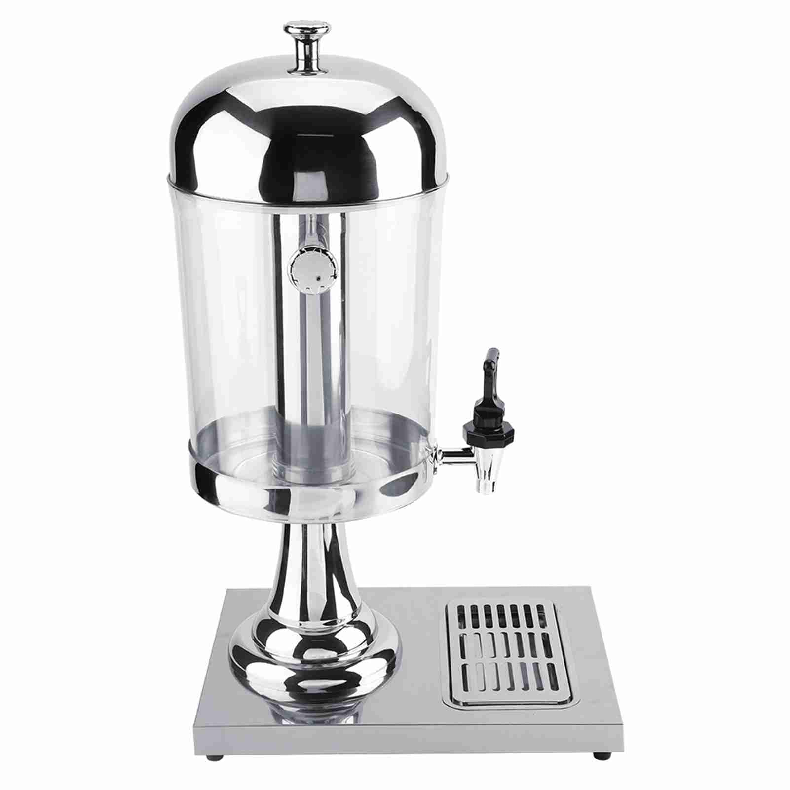 Acciaio Inossidabile Distributore di Succo, 8L Distributore di Bevande Calde e Fredde con Supporto, no elettricità Necessaria per Ristorante Bar Buffet (testa singola in argento)
