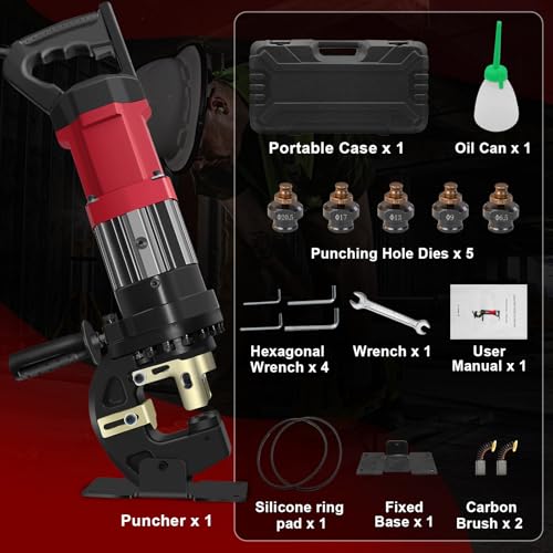 1400W Electric Hydraulic Hole Puncher, 22T Heavy Duty Hydraulic Hole Punch for Metal, Portable Punching Machine with 5 Dies - Precise Drilling for Aluminum Copper Plate Angle Iron Steel, MHP-20 by DEFIPRO - Image 7