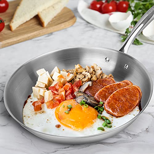 Imarku Stainless Steel Pan, Stainless Steel Frying Pan, 3 Ply Stainless Steel Skillet, 12 Inch Frying Pan, Professional Grade For Cooking Pan, Large Pan, Oven Safe Skillet #TOP6