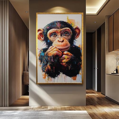 Tableaux sur toile chimpanzés colorés XINBAO châssis bois premium