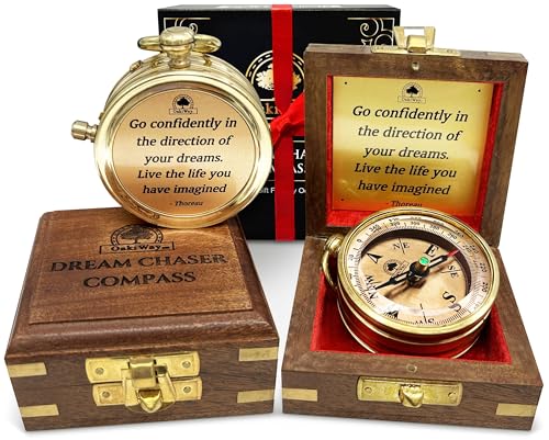 The Dream Chaser Compass, in Wooden Box - Go Confidently-2026 Graduation Gifts for Him, College,...