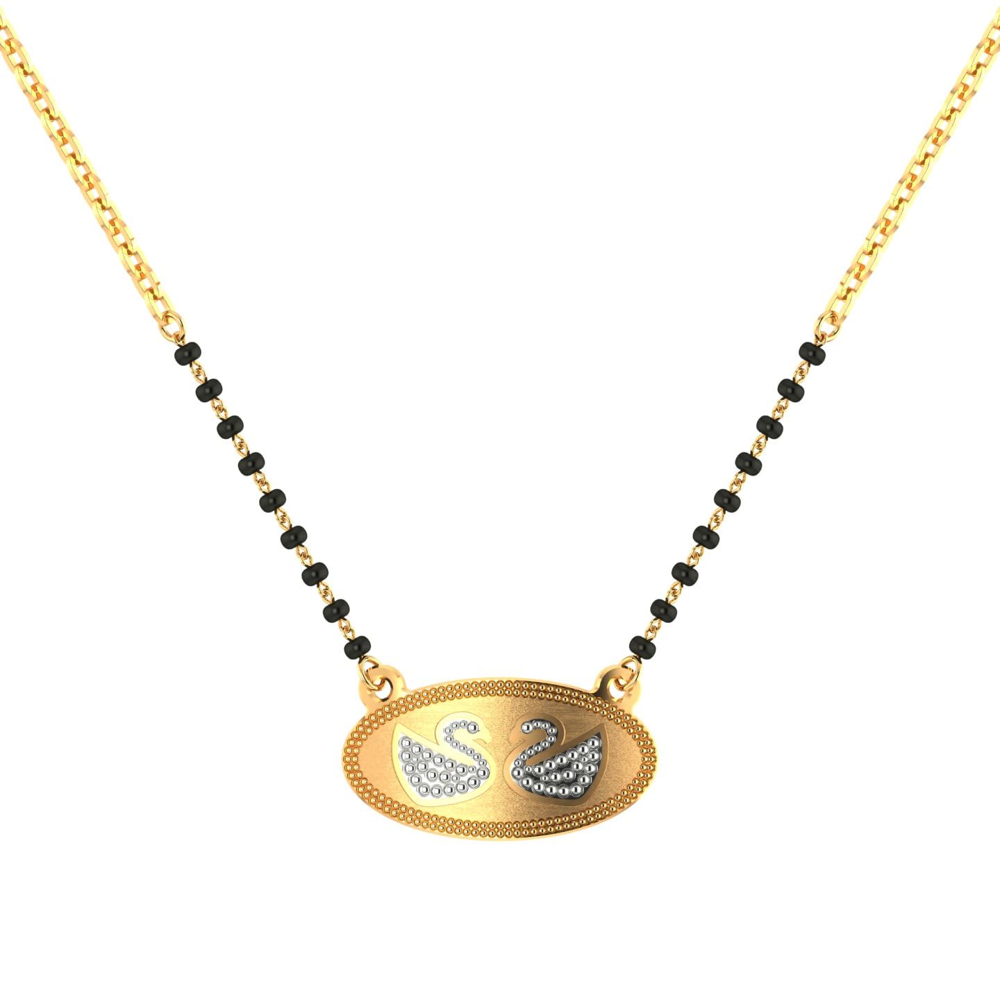 Elegant Gold and Diamond Mangalsutra with Black Beads and Intricate Leaf Design (M-011)-image-15