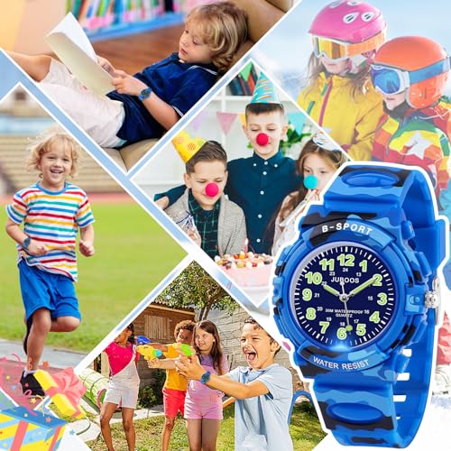 Image of Juboos Kids Watch Analog for Boys Girls, Childrens Waterproof Soft Strap Kids Time Teaching Quartz Wristwatch for Ages 5-15