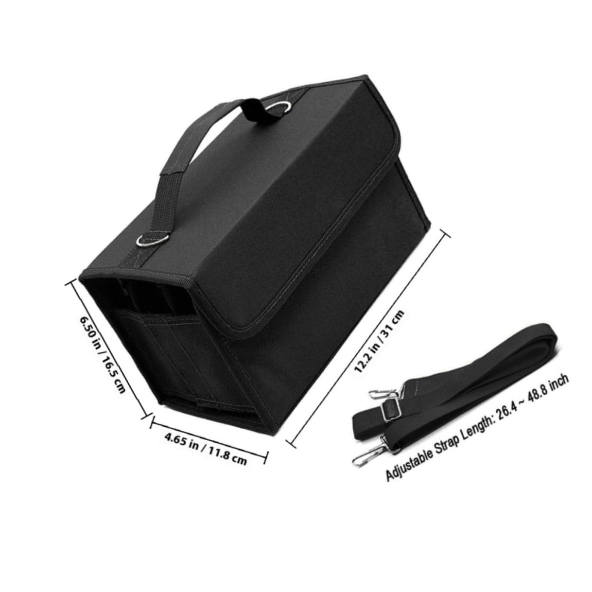 Porta Pennarelli da Viaggio con 80 Scomparti Nero, Custodia Portatile con Maniglia per Organizzare Pennarelli e Forniture Cosmetiche