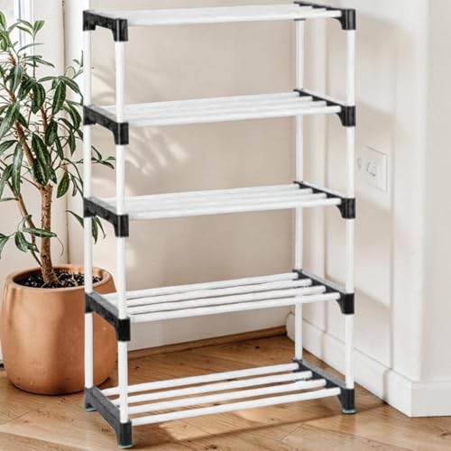 Image of NILUX Durable Adjustable Plastic Bookshelf with Sturdy Shelves for Books, Toys, Decor, and Daily Essentials Storage (White, Medium, 5)