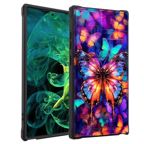 smauncucn for Galaxy S25 Ultra Case with Slide Camera Cover,Heavy Duty Dual Layer Hybrid Shock Proof Protective Rugged Bumper Case for Samsung Galaxy S25 Ultra 6.9" 2025,Colorful Butterfly