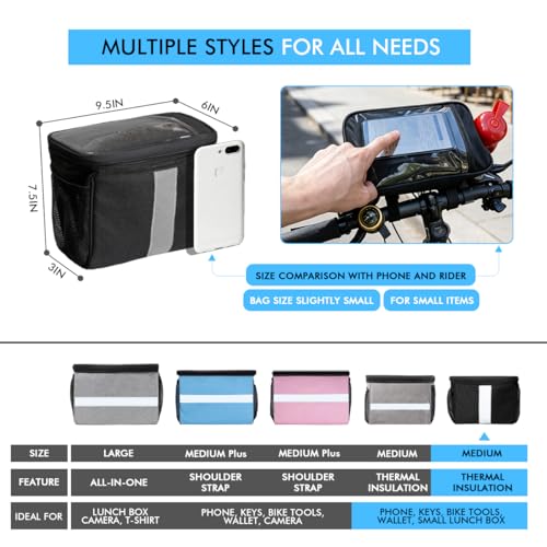 image for MATTISAM Bike Handlebar Bag - Front Basket with Bike Phone Mount, Bicy