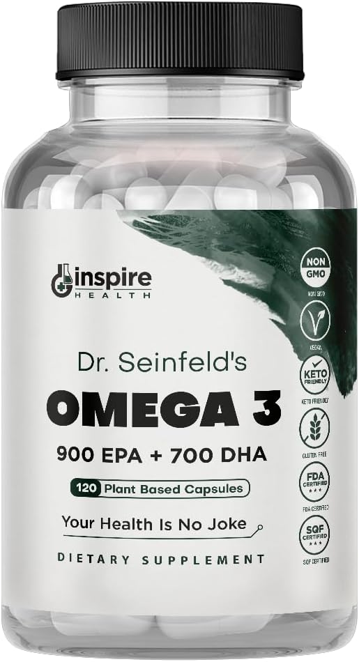 - The Very Best Vegan Omega 3 Supplement - 120 Capsules - Algae Omega 3 Vegetarian Supplement - Plant Based Fish Oil Alternative - EPA DHA Supplement - Made in The USA - Heart Stress Relief Dr. Seinfeld