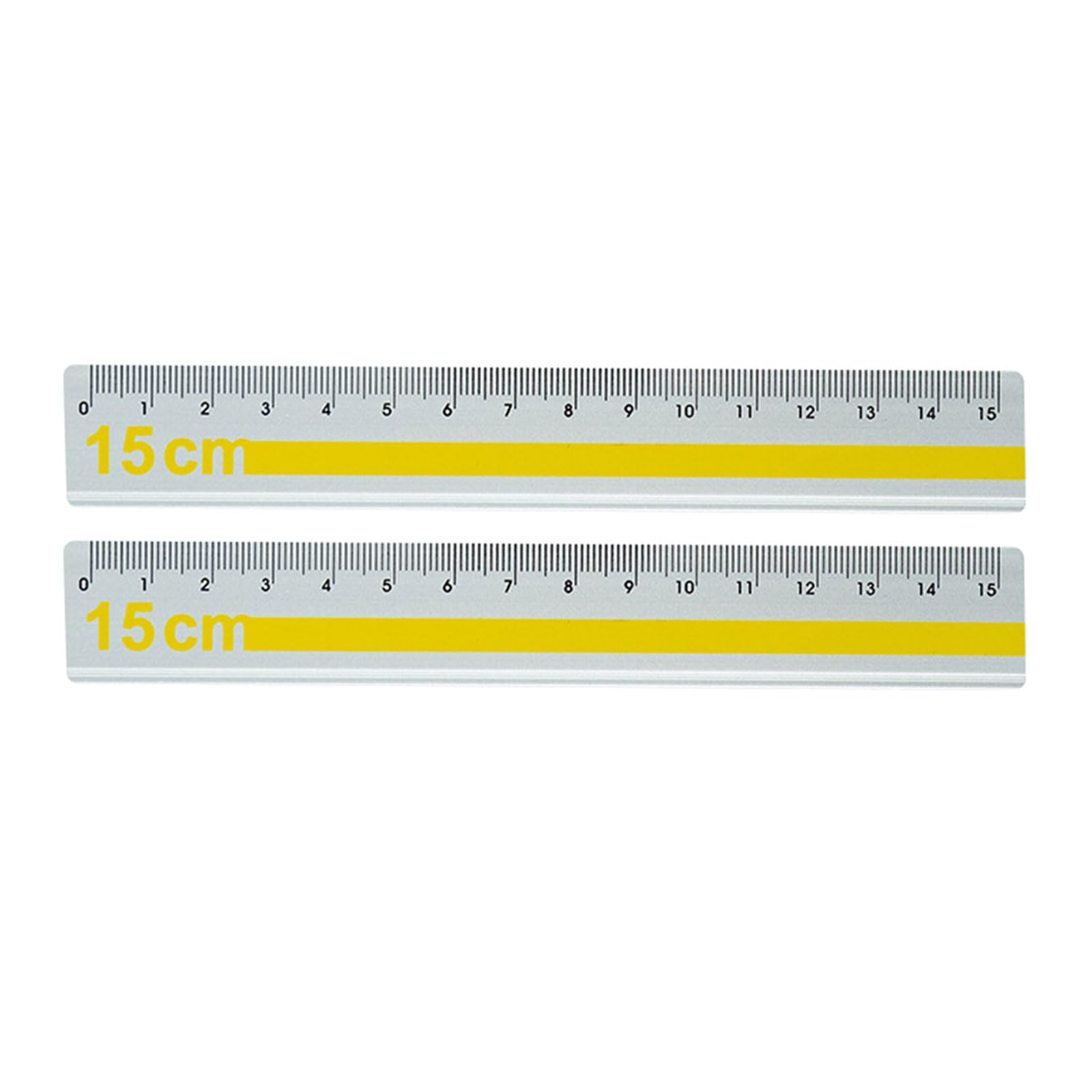 YHAILI Pack Of 2 15cm Aluminum Straight Ruler With Anti Slip Grip And Precisions Marking For Accurate Measuring In School