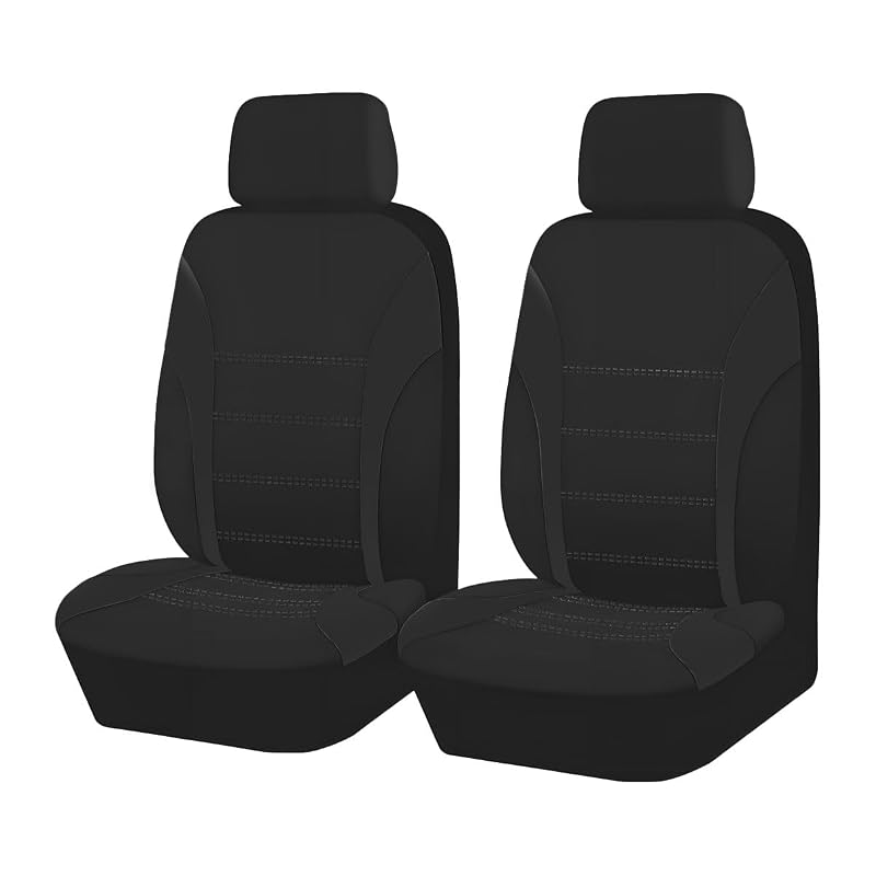 Capas para Bancos Dianteiros de Carro ZIMISI com Design Esportivo em Poliéster Preto, Kit com 2