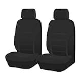2PCS Car Front Seat Covers, Comfortable Breathable Automotive Seat Covers with Removable Headrest Cover, Sporty Car Seat Protector Cushion for Cars, Trucks, SUVs (Black)