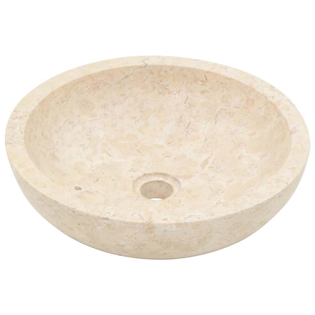 vidaXL Lavabo Sanitario Cuarto de Baño Servicio Fregadero Piezas de Fontanería Bricolaje Instalación Decoración Aseos Grifería 40x12 cm Mármol Crema Piedra Natural
