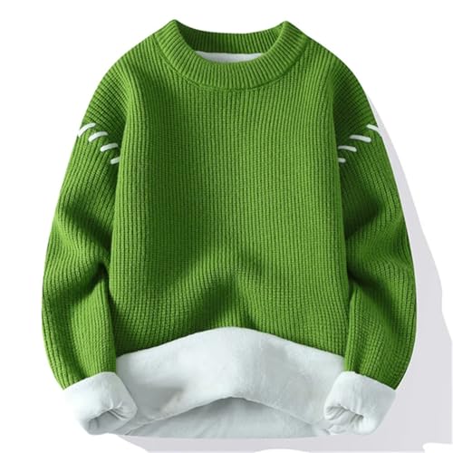 Men Winter Fleece Knit Pullovers Loose O Neck Warm Sweater Casual Thick Knitted Streetwear4