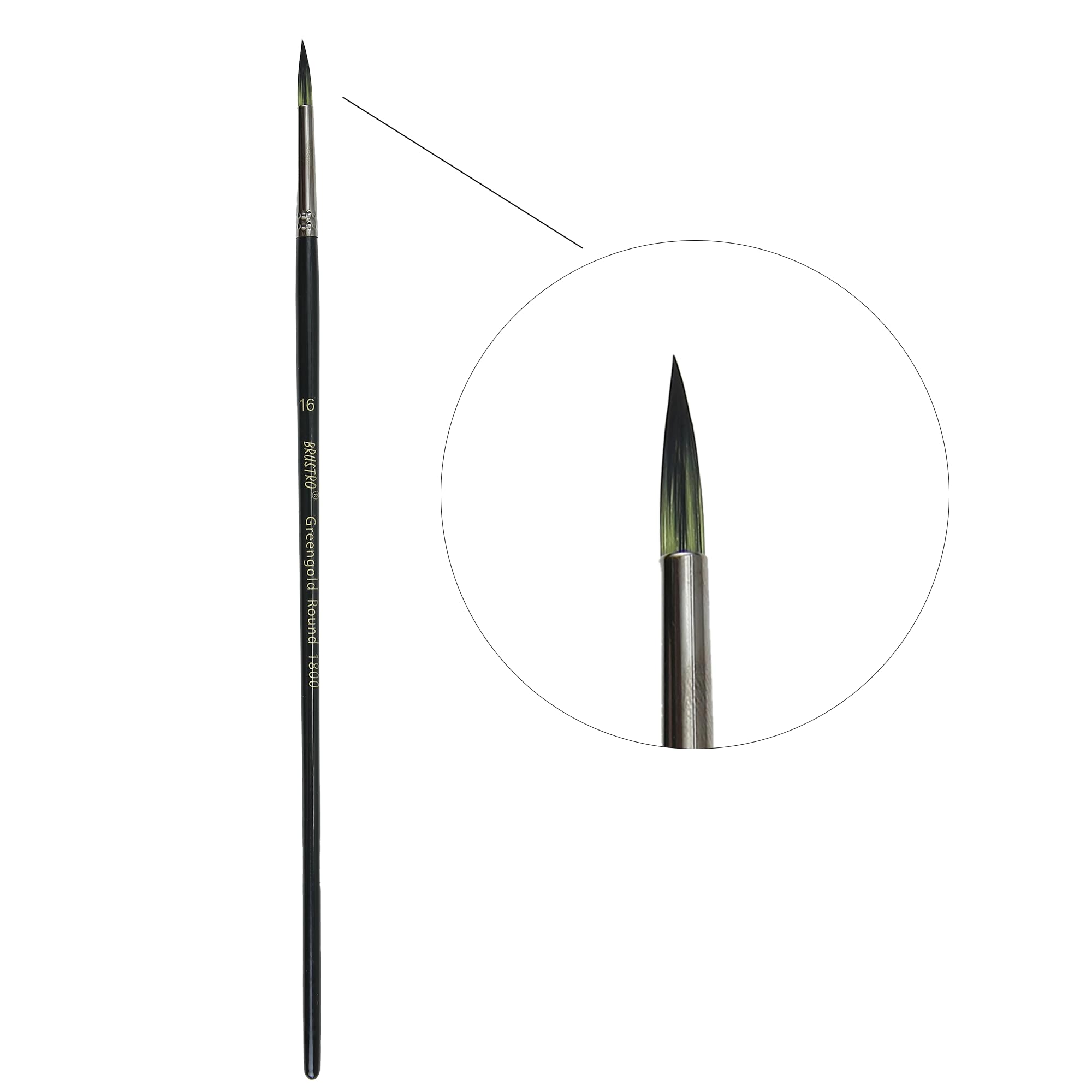 Brustro Artists Greengold Acrylic Brush Round Series 1800 - Size - 16 | Ideal for Oil, Acrylic Painting on Paper, Canvas, Fine Art Students and Professional. 2