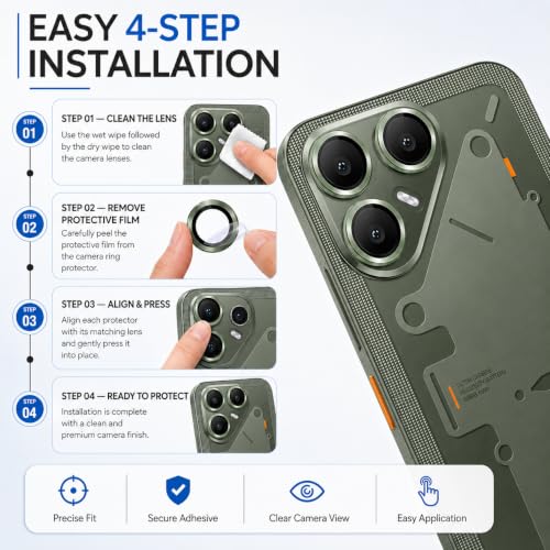 Image of ArmourPro Camera Lens Protector for Tecno Pova 8 Tough HD Individual Aluminum Alloy Rings 9H Camera Cover, Scratch-Resistant,Camera Lens Protection| Green, 1 Pack