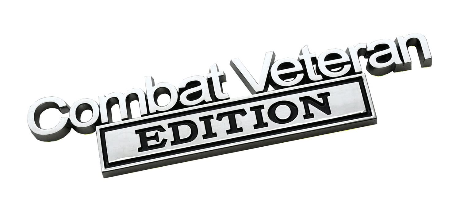 Combat Veteran Edition 3D Raised Emblem Decal - Matte Black Truck Badge For F150, Silverado, F250, F350, C10 (5.9"x1.4") - View #3