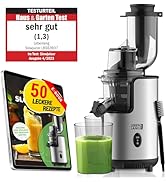 LEBENLANG Extracteur de jus Slow Juicer en acier inoxydable – Légumes et fruits & sans BPA l Jus de céleri jus de carotte...