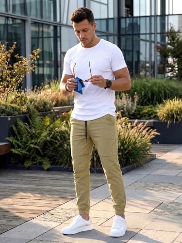 Image of ANNI Designer Men Cargo Pants Cotton Solid | Cargo Pants for Men | Mens Cargo Trouser | Multi Pocket Cargo Pant Regular Fit | Casual Stylish Bottom Wear for Mens Comfortable Clothing