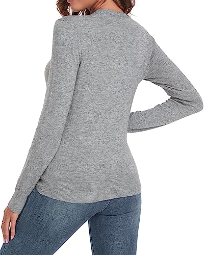 QUALFORT Women's Sweaters Long Sleeve Soft Lightweight Basic Knitted Pullover Sweater 20252