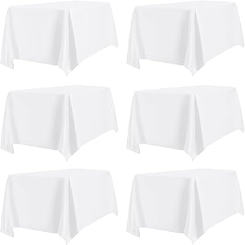 PureFit 6 Pack White Table Cloths 60 x 126 Inch for 6 Ft Rectangle Table