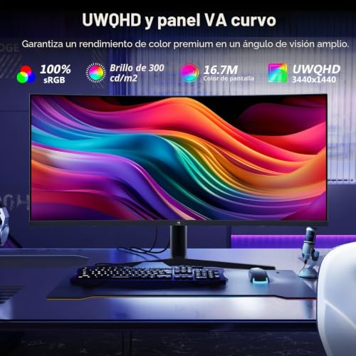 Z-Edge Monitor Gaming Curvo 34 Pulgadas UWQHD 21:9 165Hz 1500R 1ms VA Pip 5