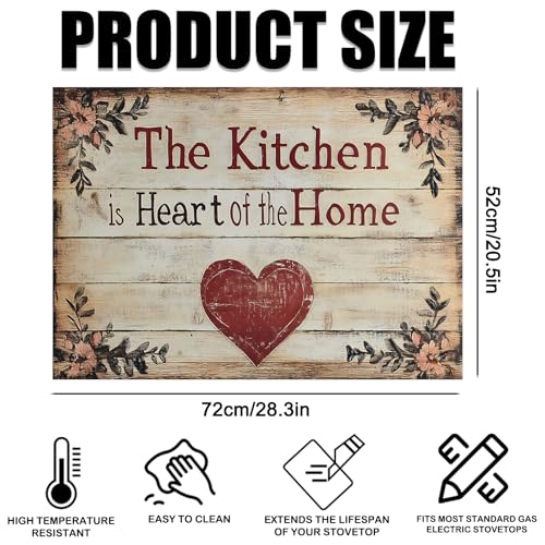Image of Nuxovilar Stove Top Cover for Electric Stove, 20x28 Inch Polyester Glass Cooktop Protector with The Kitchen is My Happy Place Heart Design, for Kitchen Decor & Daily Use