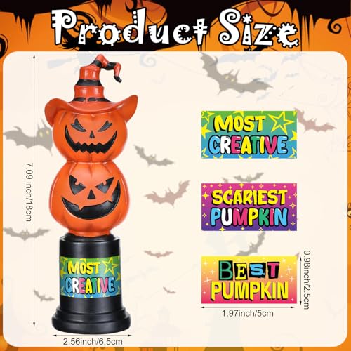 Colingmill Troféu de abóbora de Halloween, 3 peças, troféu de fantasia de 17 cm, troféu engraçado de