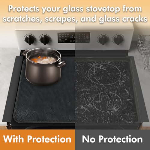 Image of 2 Pack Heat Resistant Mat - 30 inchx21 inch Stove Top Covers for Electric Stove, 15 inchx18 inch Countertop Mat, for Ceramic Glass Cooktop Protector, Flat Top Oven Cover, Prevents Scratching