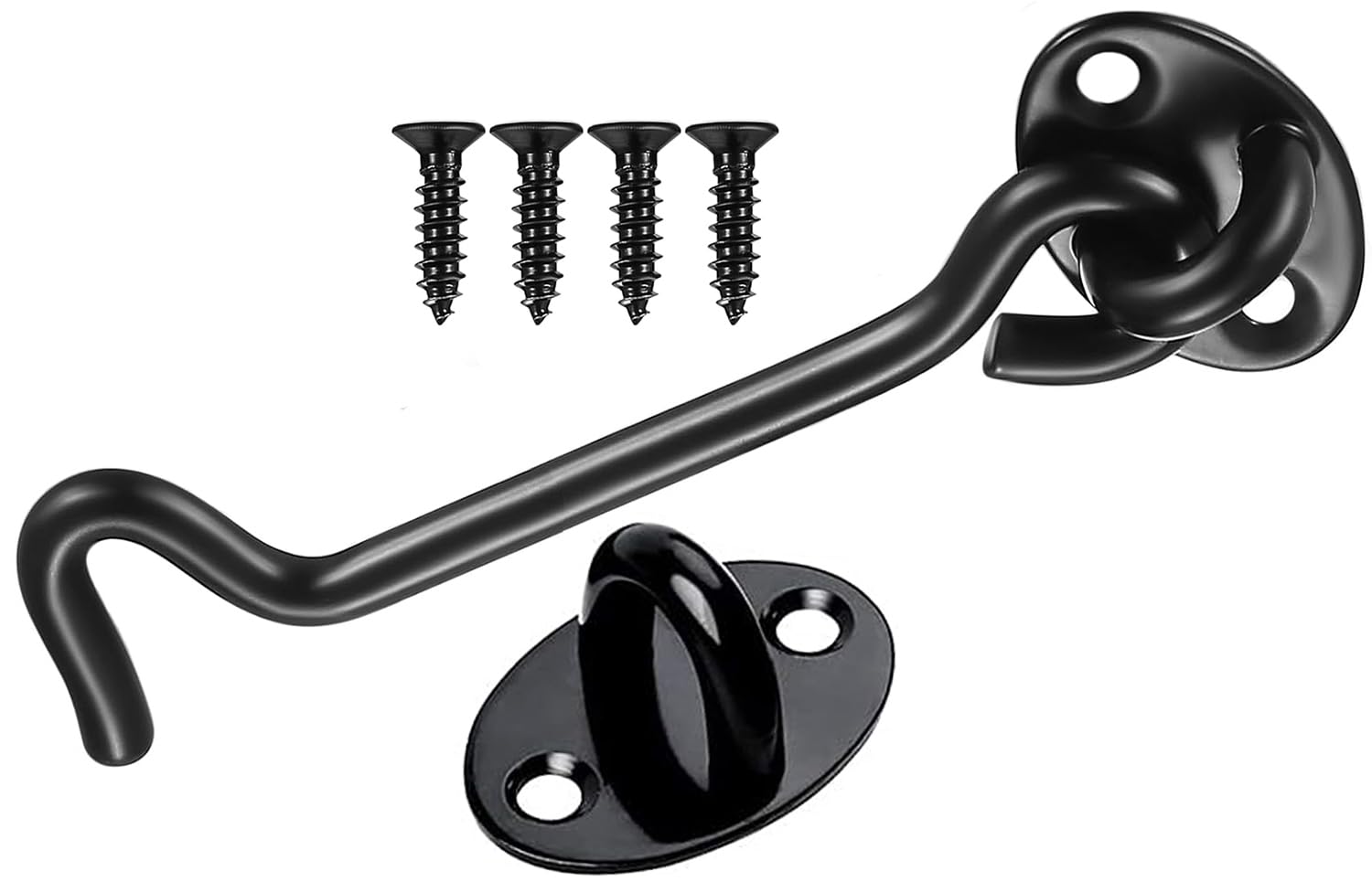 AMONENZ Ganci Bloccavento Per Finestre E Porte - Nero, Acciaio Inossidabile, Facile Montaggio - Per Garage, Chalet E Casa