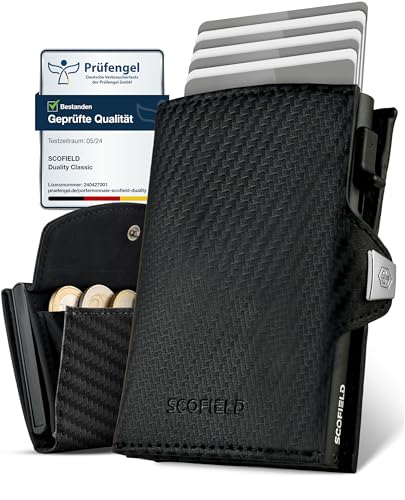 SF SCOFIELD Duality Classic Slim Wallet mit Münzfach | Kartenetui Herren für 9-10 Karten | Geldbeutel Portemonnaie mit RFID Schutz | Wallets for Men | Kreditkartenetui