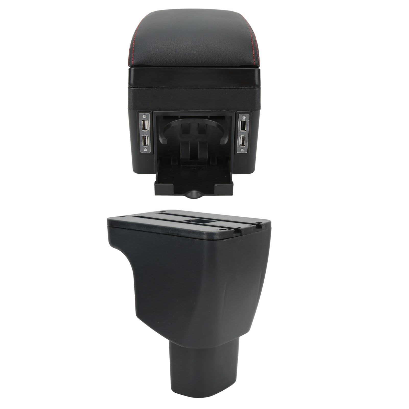 Alomejor Schowek w Podłokietniku ABS PU Skórzany Schowek w Konsoli środkowej z 7 Portami USB Łagodzi Zmęczenie Ramion Dodaje w Kabinie Łatwa Instalacja dla Kierowców I10