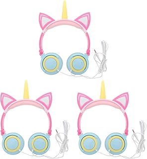 UKCOCO 3 Peças De Fones De Ouvido Unicórnio Sobre A Orelha Fones De Ouvido Com Fio Fones De Ouvido De Computador Sobre A Orelha Fones De Ouvido Com Fio Fones De Ouvido De Computador Fone