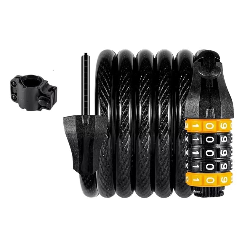 Lucchetto Bici Lucchetto for cavo con codice a cifre for bicicletta 120/150 cm Catena Bici | Catena a filo per scooter MTB, bici da strada, bicicletta, 150 cm, codice 5