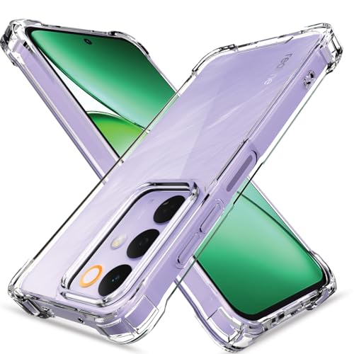 Image of Amazon Basics Back Cover for Realme Narzo 90X 5G / Realme C85 5G / Realme 15X 5G PC + TPU Clear Transparent Raised Edges Shockproof Protective Phone Bumper Case (Transparent)