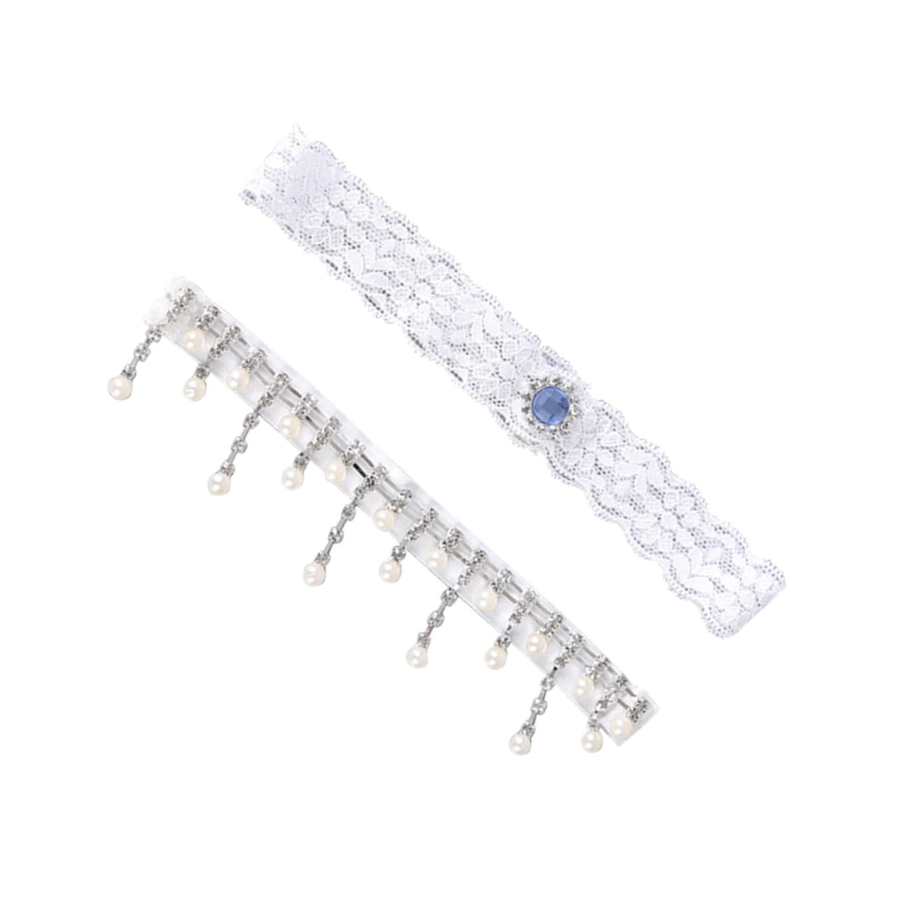 SHERCHPRY 2 Paar Strumpfgürtel für die Hochzeit Hochzeitsstrumpfbänder Blumenstrumpfband aus Spitze Ritual ritals Hochzeit Braut Strumpfband Brautstrumpfband Jahrgang Oberschenkelring Weiß