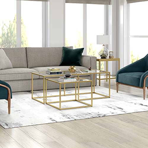 Henn&Hart Kennedy Rectangular Nested Coffee Table in Brass, 50\" Wide