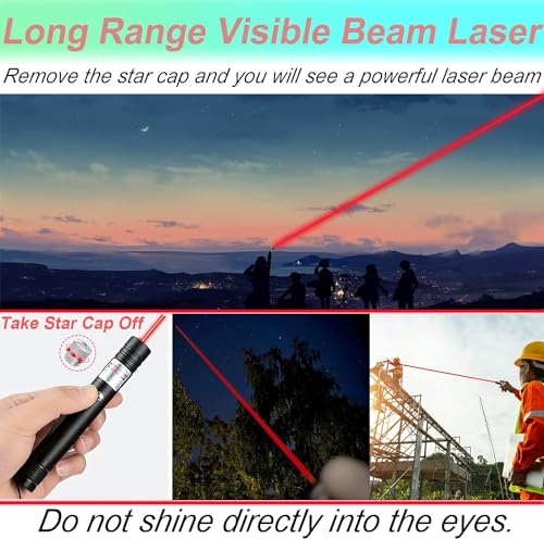 Image of COOLCOLD Laser Light | USB Rechargeable Green, Laser Pointer | Long Range, Laser Light Powerful | for Party, Disco Adjustable Mode, 2000m Handheld Laser Pen, Suitable for Camping(Red, Pack-2)