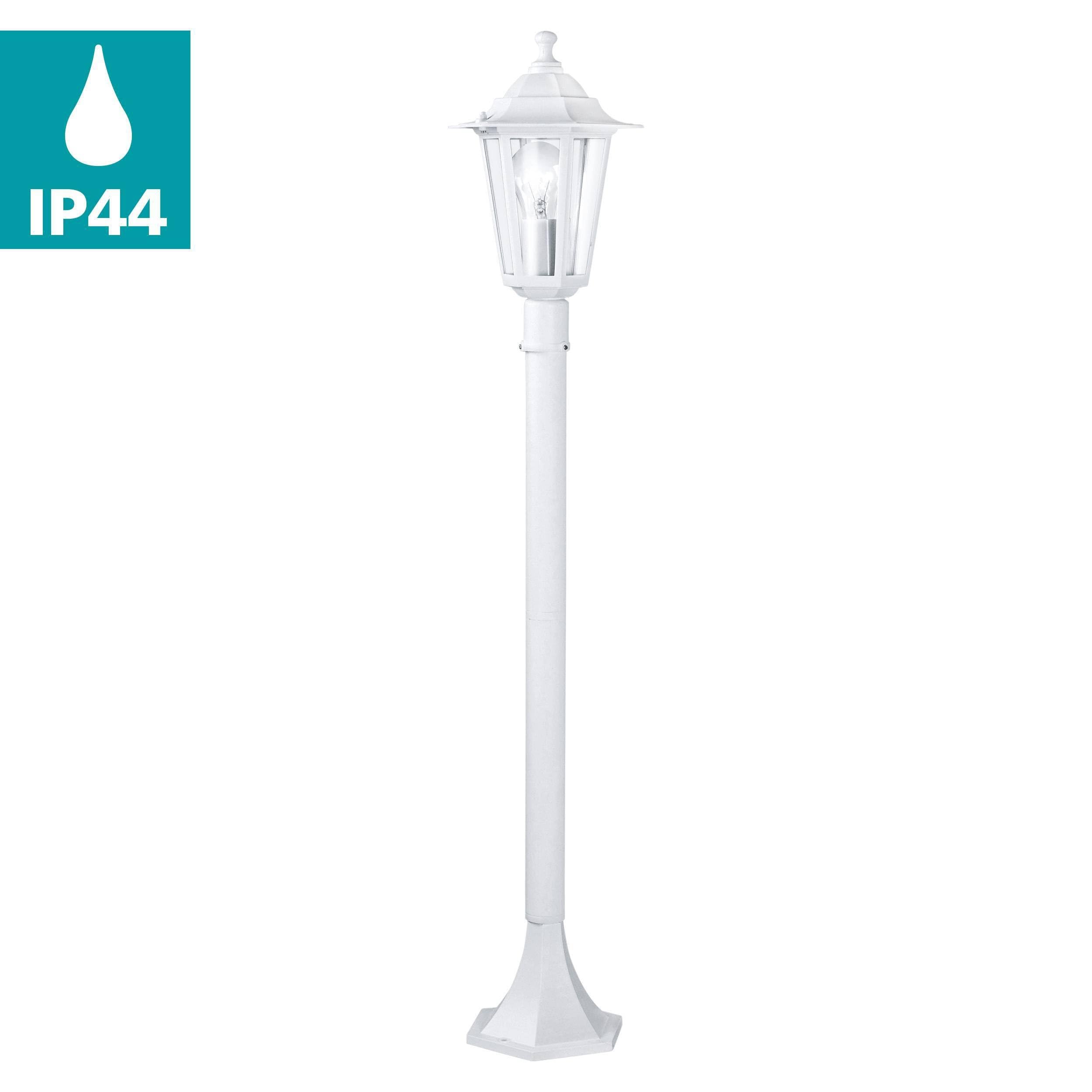 Eglo Laterna 5 Lampada a piantana per esterni, lampada a 1 luce | per esterni, lampada in fusione di alluminio e vetro, colore: bianco, attacco: E27, IP44